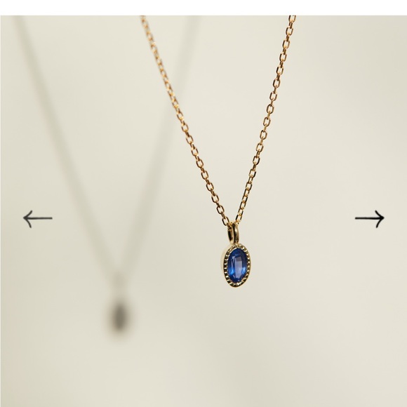 New Jennie Kwon Wisp Caravaggio Blue Sapphire Necklace 14k solid yellow gold - Picture 1 of 16